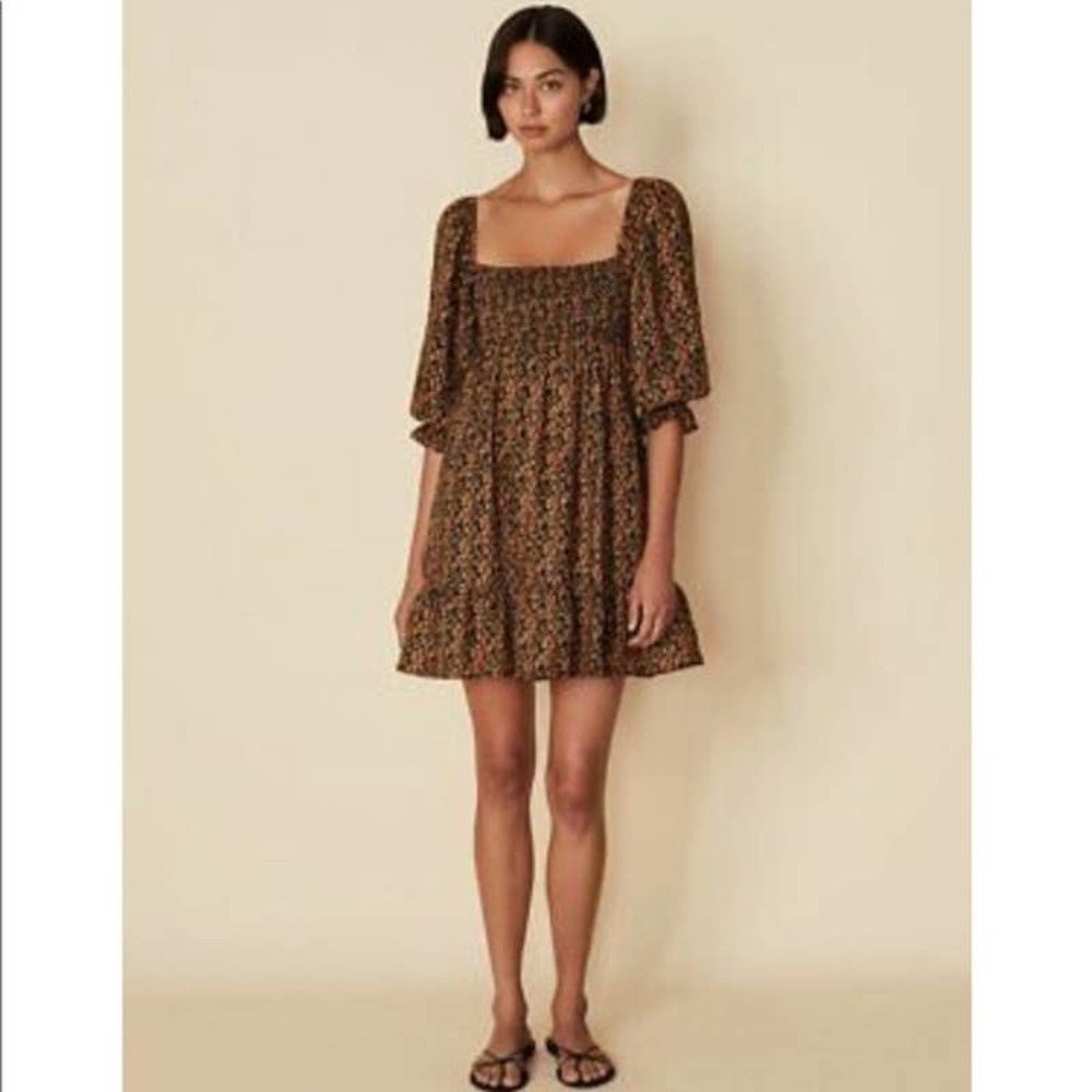 Faithfull the Brand Brown Floral Mini Dress